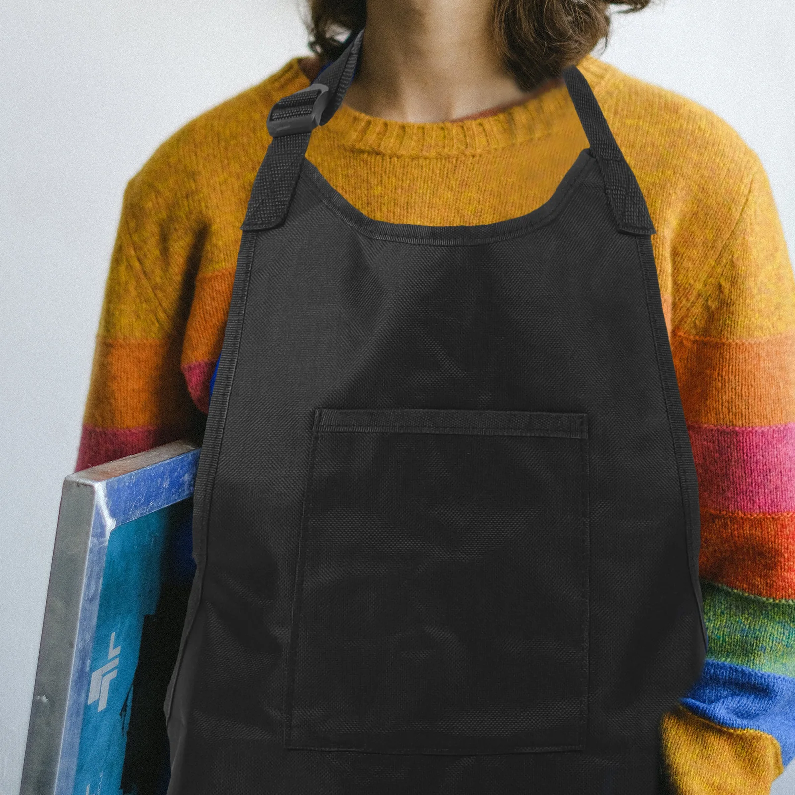 

Черный художественный фартук размера S, регулируемый, защитный, маслостойкий, рабочая одежда с множеством карманов для инструментов