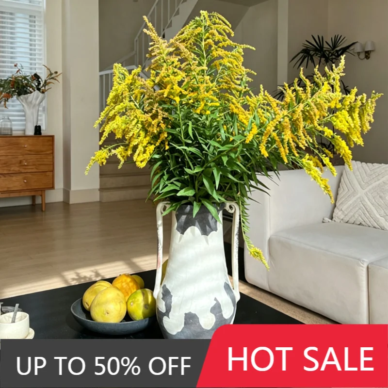 Aesthetic Flower Vase Desktop Decoration Elegant Dried Flowers Vase Morden Home Luxury Large‑caliber Vases Interior Ornaments