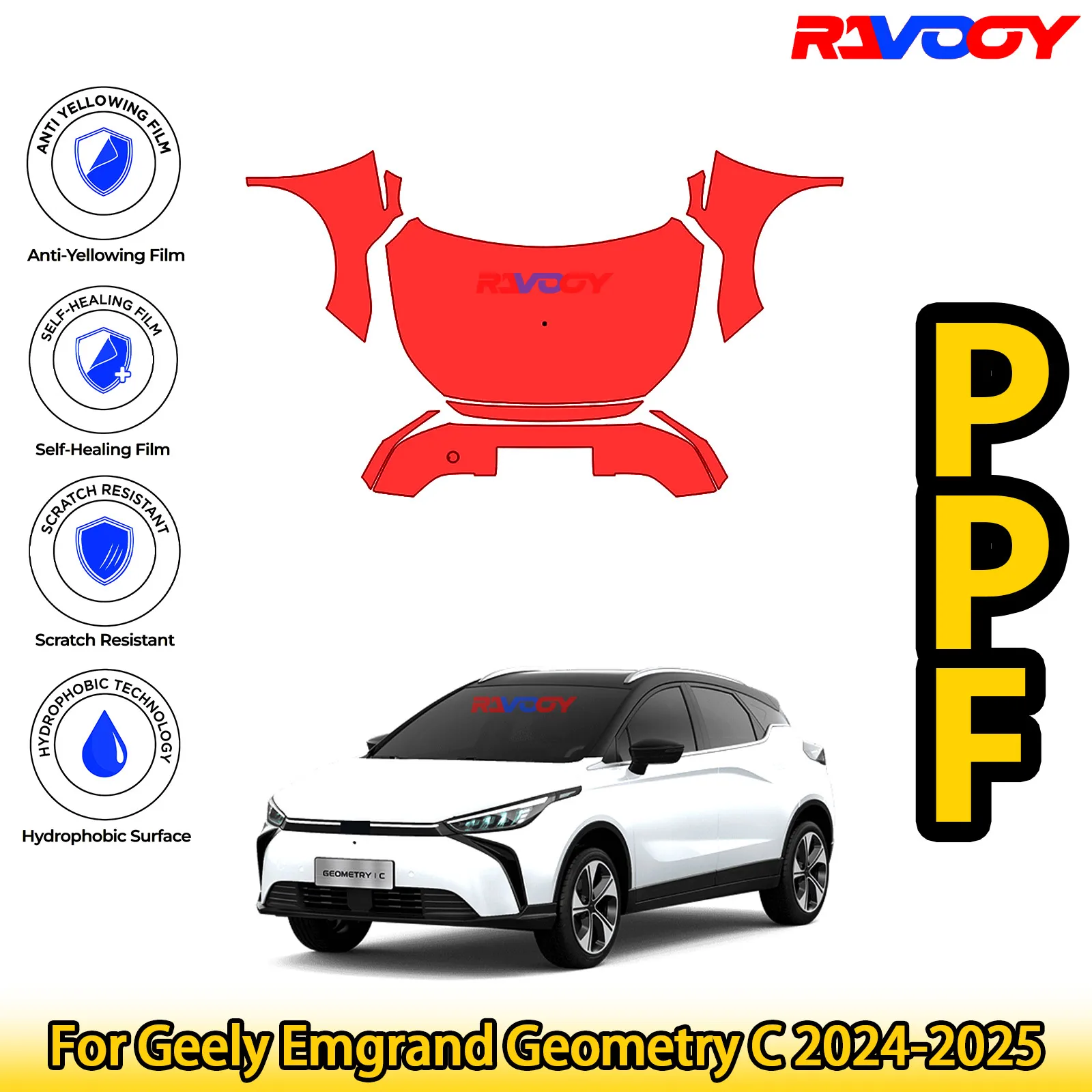 

Для Geely Emgrand Geometry C 2024-2025 глянцевая матовая черная предварительно вырезанная передняя PPF комплект защитная пленка для краски