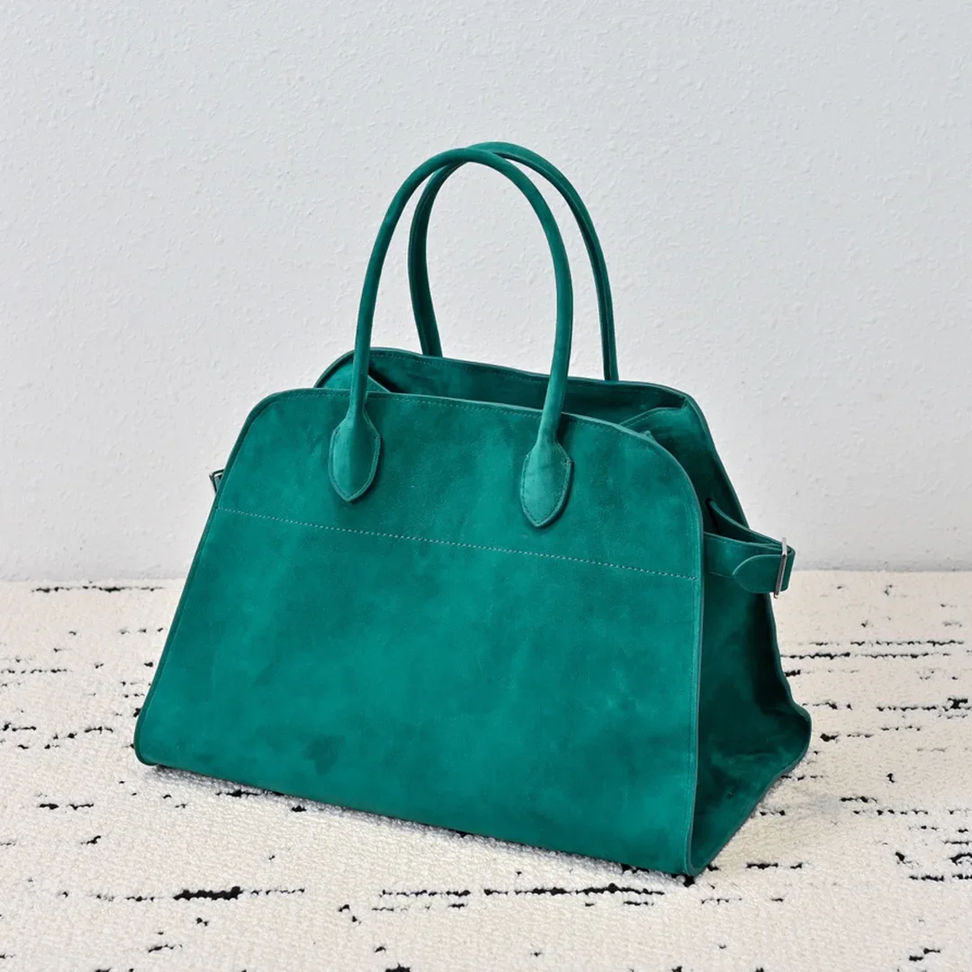 SS Quality Suede Leather Margaux Bag for Women New Green Vocation Travelling Designer Totes Girls Elegant Purse Cozy Style