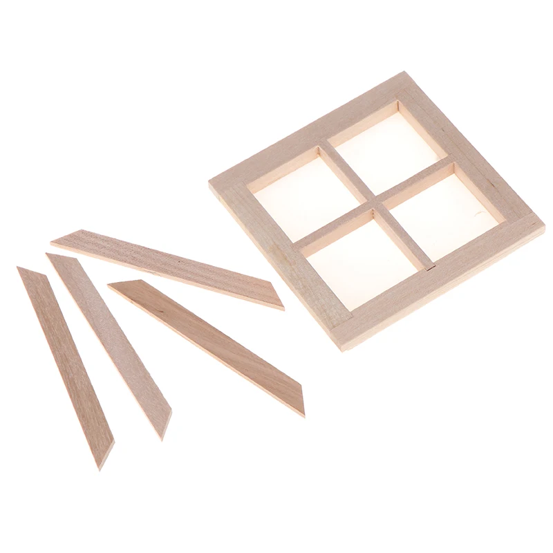 * * Hot Sale 1:12 Dollhouse Miniature Wooden 4 Pane Window DIY Accessories
