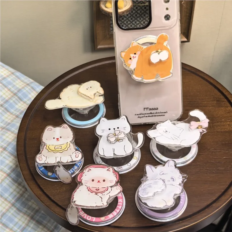 

Cute Cat Cartoon For Magnetic Phone Grip Holder 360° Rotatable Foldable Stand for MagSafe Compatible Phones Girls' Style