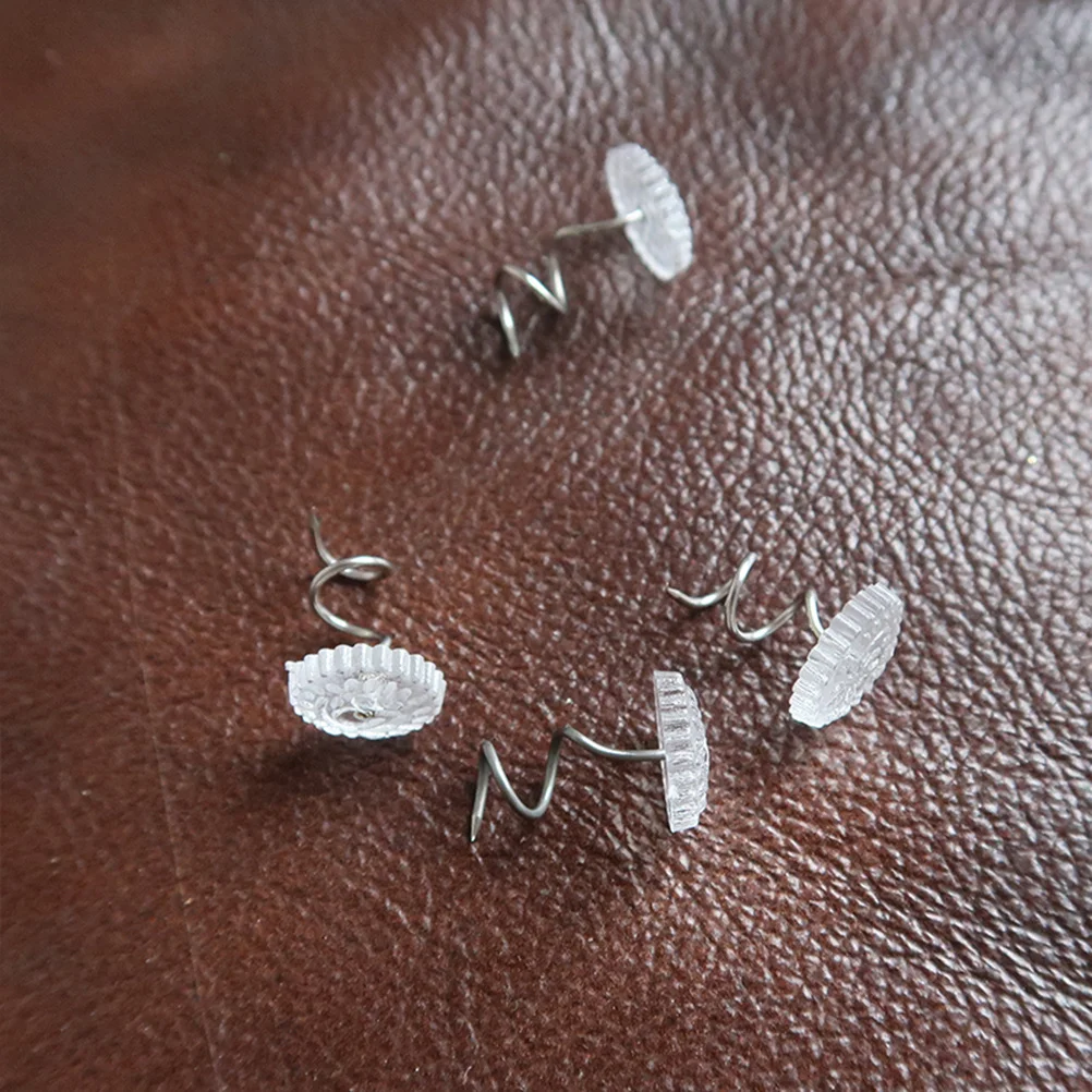 

100Pcs Spiral Pins Fixation Nail Premium Stainless Steel Transparent ABS for Sofa Cushion Upholstery Secure Fastener