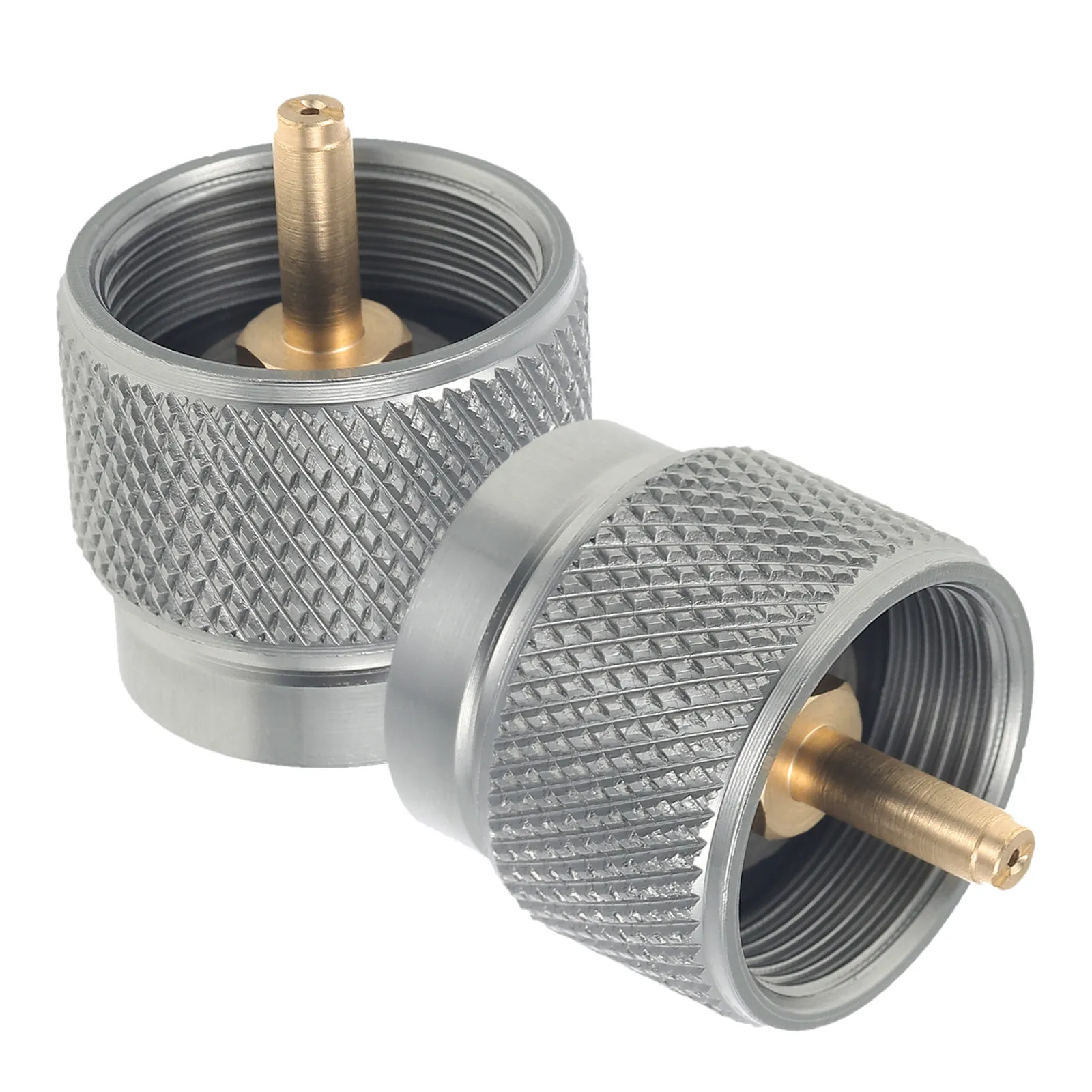 2pcs Camping Stove Adapter LPG Canister Adapter Converter 1 Lb Propane Tank Input and EN417 Valve Output Camp Fuel Refill