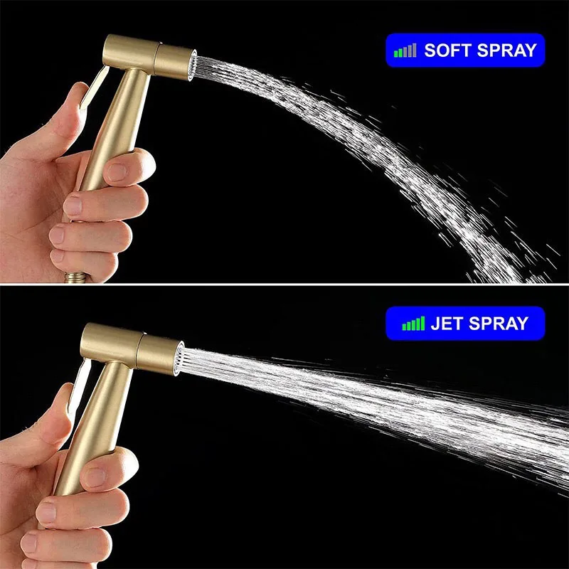 Stainless steel Gold brushed Toilet Bidet Spray gun wc bathroom shower head Sprayer set Douche Handheld water T valve Hose Kit t