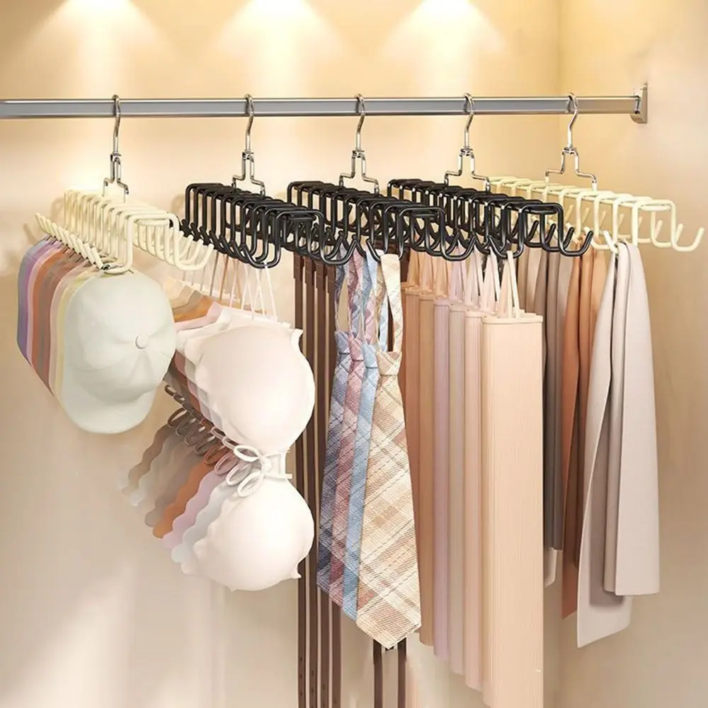 

3Pcs Stainless Steel Suspender Hanger 360 Degrees Rotating Anti-slip Underwear Vest Storage Hanger with 20 Hooks Space Saving