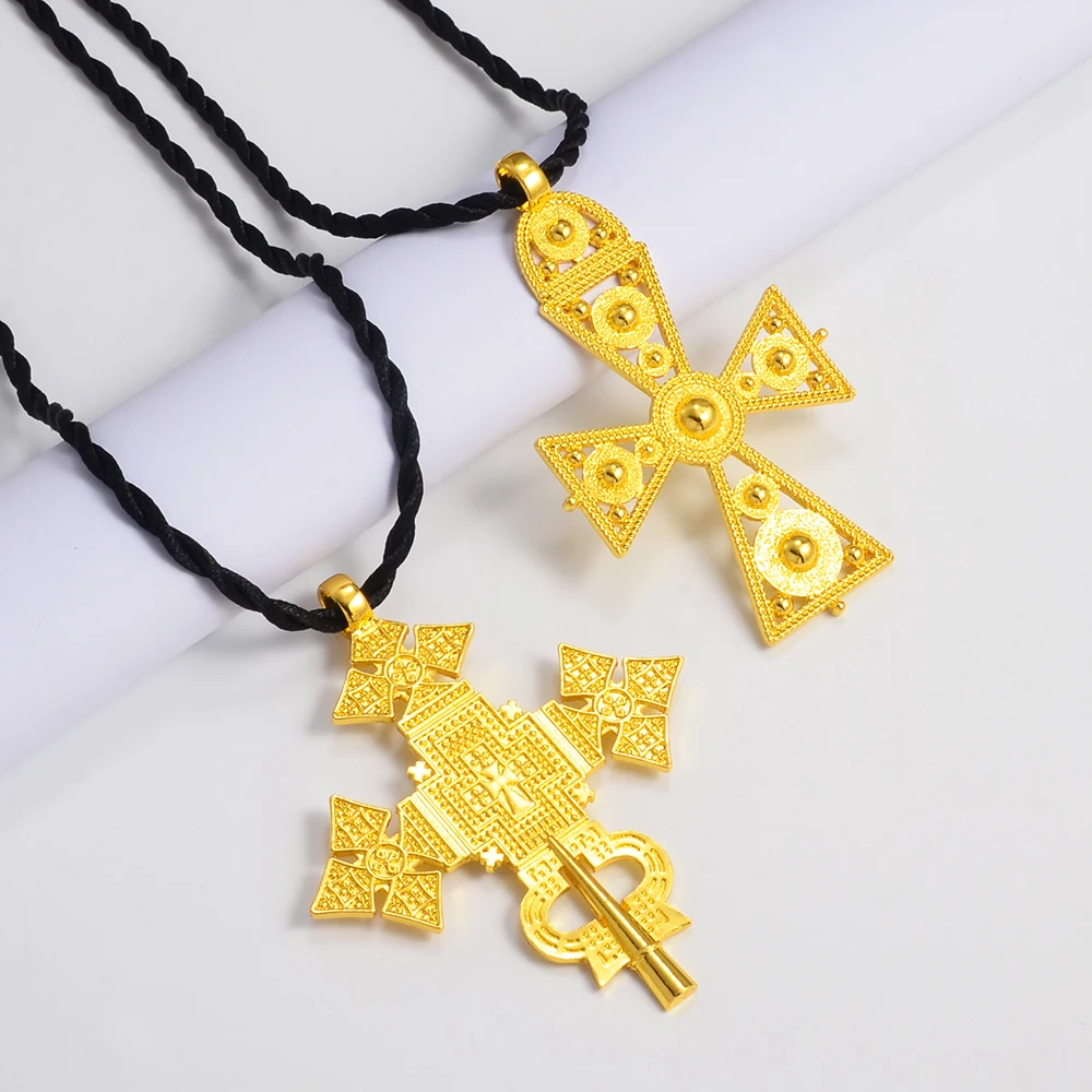 Anniyo Large Cross Ethiopian Eritrean Big Pendant RopeTraditional Ornaments Habesha Jewelry #311806