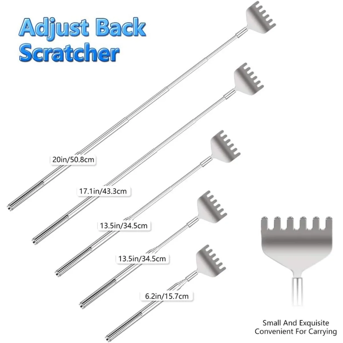 Extendable Back Scratcher for Men Portable Telescopic Metal Back Scratchers Back Hand Massager for Birthday Christmas Gifts