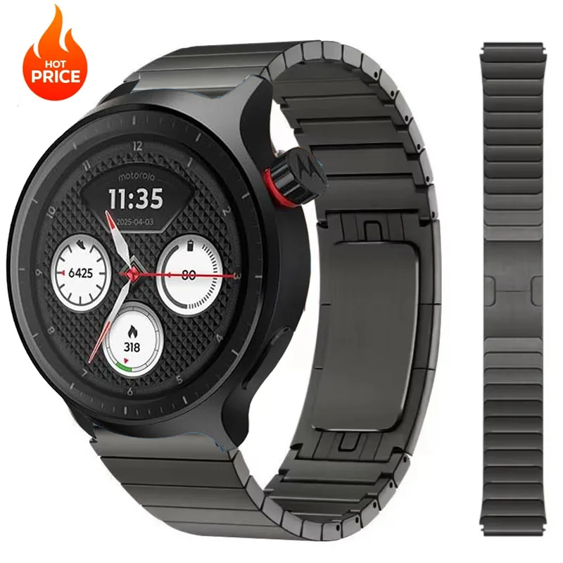 Image of 22mm Edelstahl-Gliederarmband für Motorola Moto Watch 2026 Metallarmband Correa für Moto Watch 120 Uhrenarmband-Zubehör