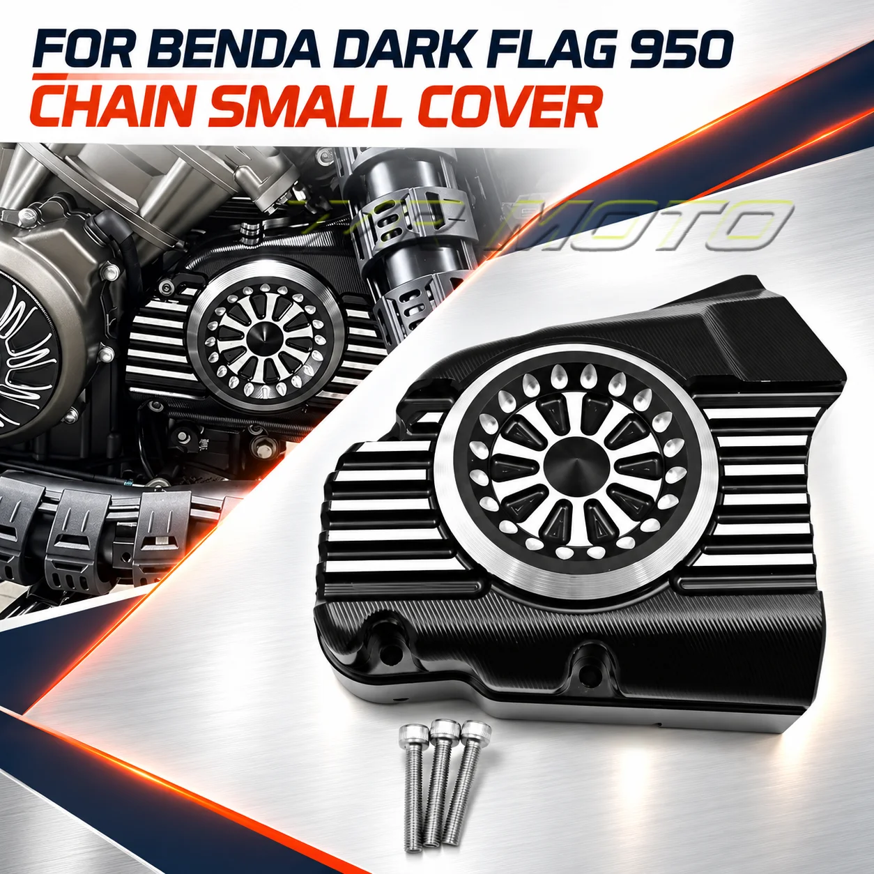 Left Side Sprocket Small Chain Cover Dust Shield Protector Fit For BENDA Dark Flag 950 Cruiser Mod Parts