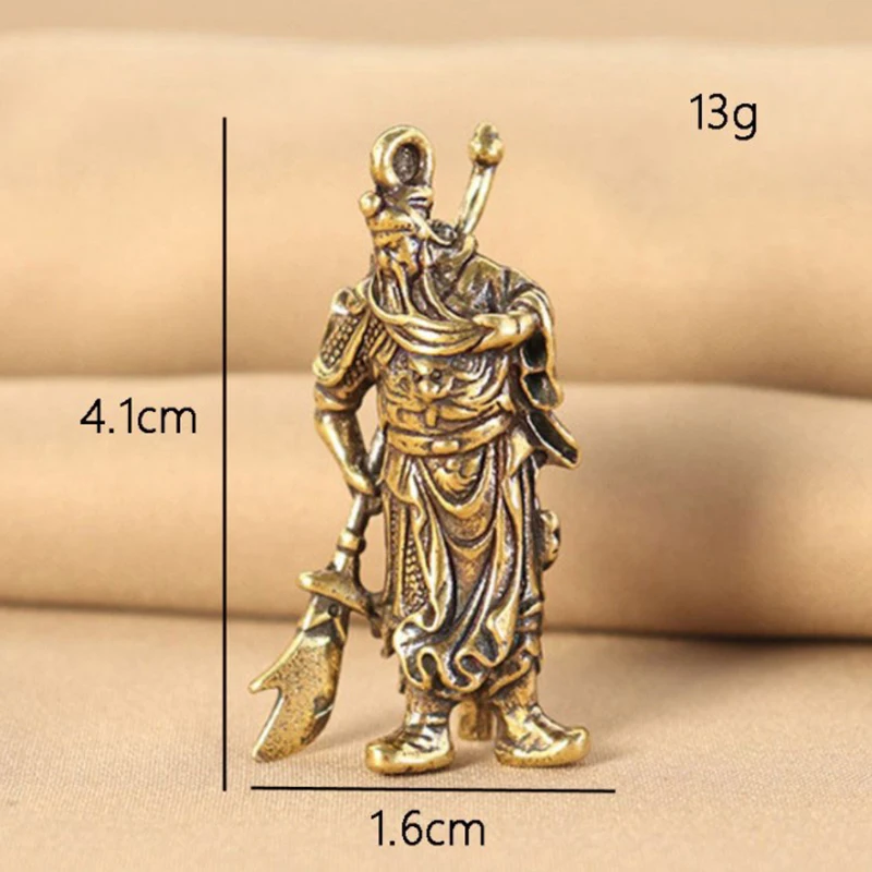 Solid Pure Copper Guan Gong Knife Sword Car Keychain Pendants Luggage Bag Hanging Jewelry Accessories Brass Key Chain Ring Gifts