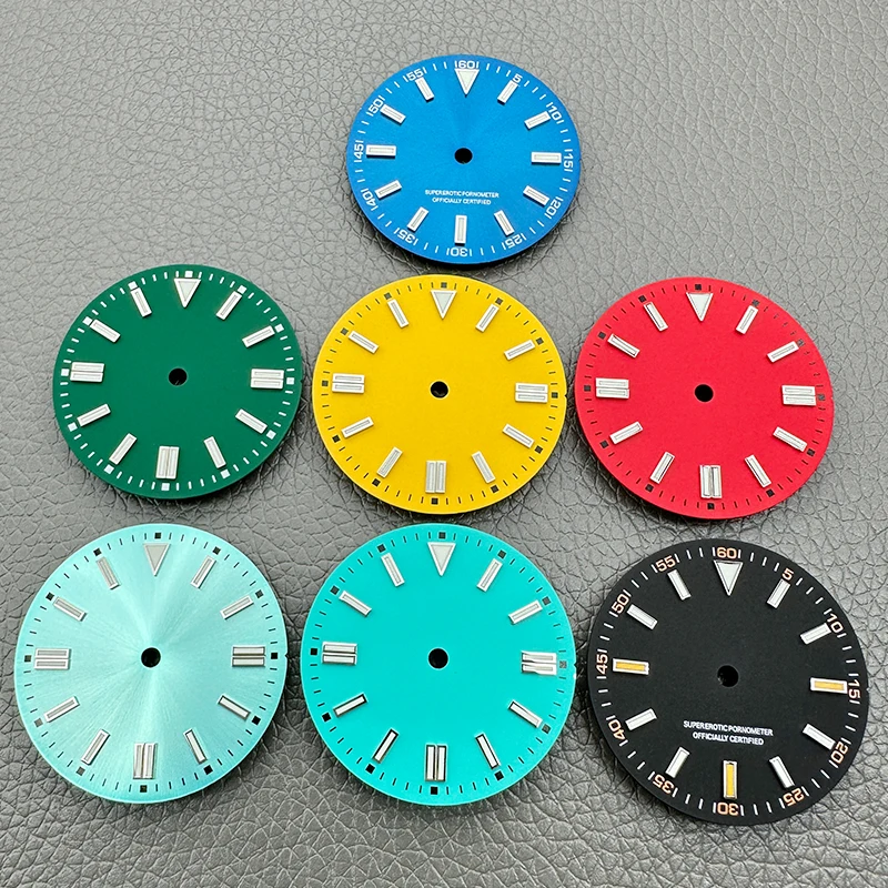 Mod NH35 Dial 28.5mm Dial Green Luminescent No Calendar Window Fit For NH35 NH36 4R35 4R36 7S26 Movements Watch Dial Spare Parts