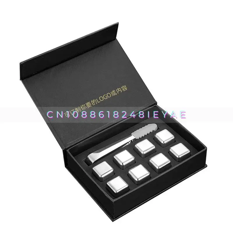 

Ice Wine Stone Set Stainless Steel Ice Cube Gift Box Eva Inner Card Metal Ice Grain Gift Box