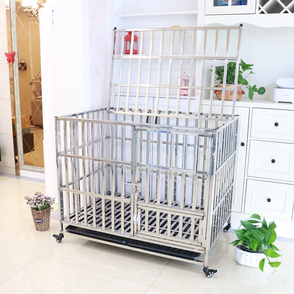 

Stainless steel dog cage wholesale Large full square tube Stainless steel cage Bold and thickened cage Special for large dogs