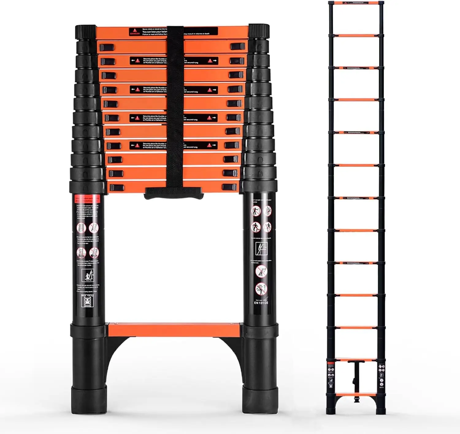 12.5FT Telescoping Ladder, Portable Extension Folding Ladder, Multi-Purpose Compact Ladder for Household or Outdoor Work