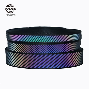 Patrón geométrico de alta visibilidad, correas reflectantes de arcoíris, accesorios de ropa negros, costura en ropa, Collar para mascotas