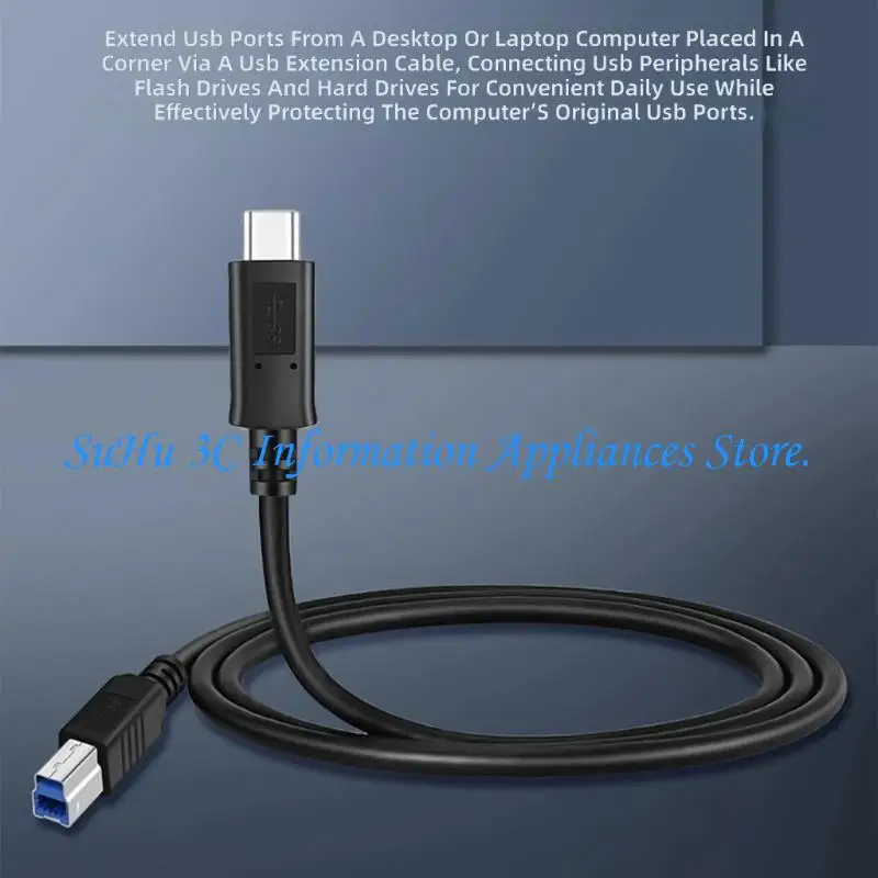  USB3.0 Type B Printer Cable with Type C Host End for Device Equipment