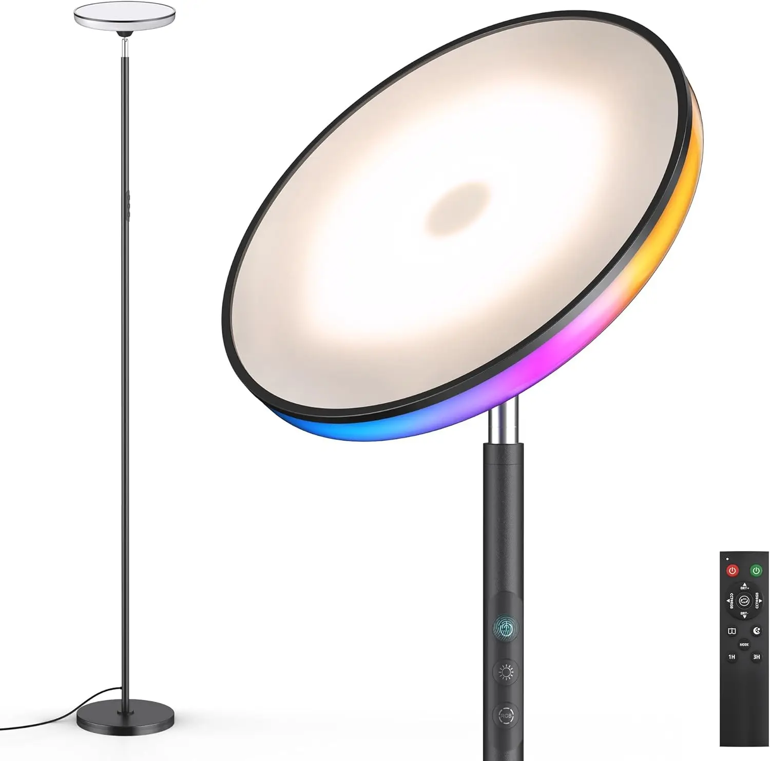 

Напольный светильник UFO LED Torchiere с RGB-подсветкой, 42 Вт, диммируемый, с пультом ДУ, для гостиной, спальни, офиса