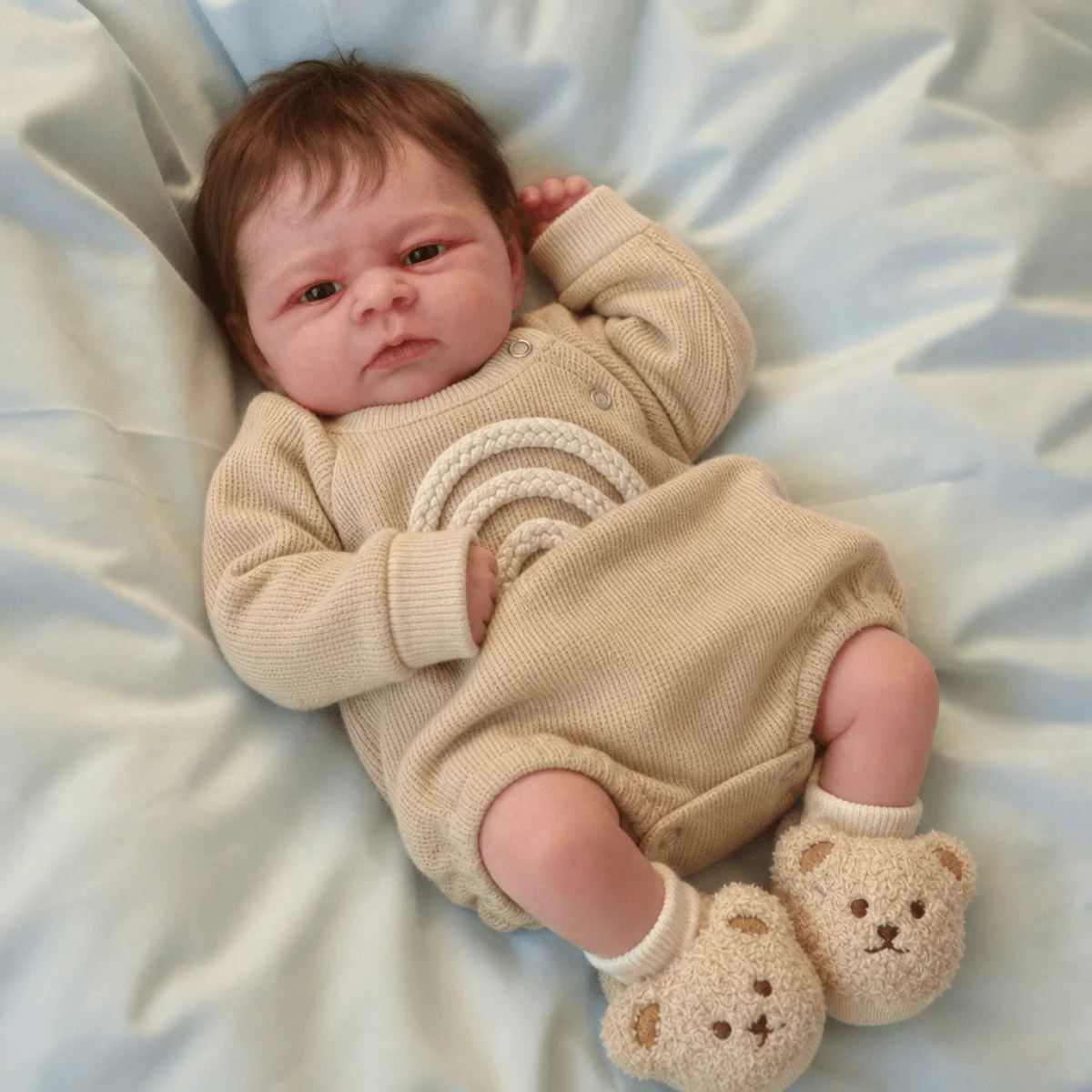 BZDOLL 45CM 18INCH Real Look Reborn Baby Doll Toy, 3D Lifelike Skin, Cloth Body with Vinyl Limbs, Birthday Play Toy for Girls
