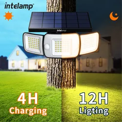 Intelamp Solar Outdoor Light Motion Sensor Waterproof Bright Wall Street Lamp For Garden Yard Path Garage Stairs Porch