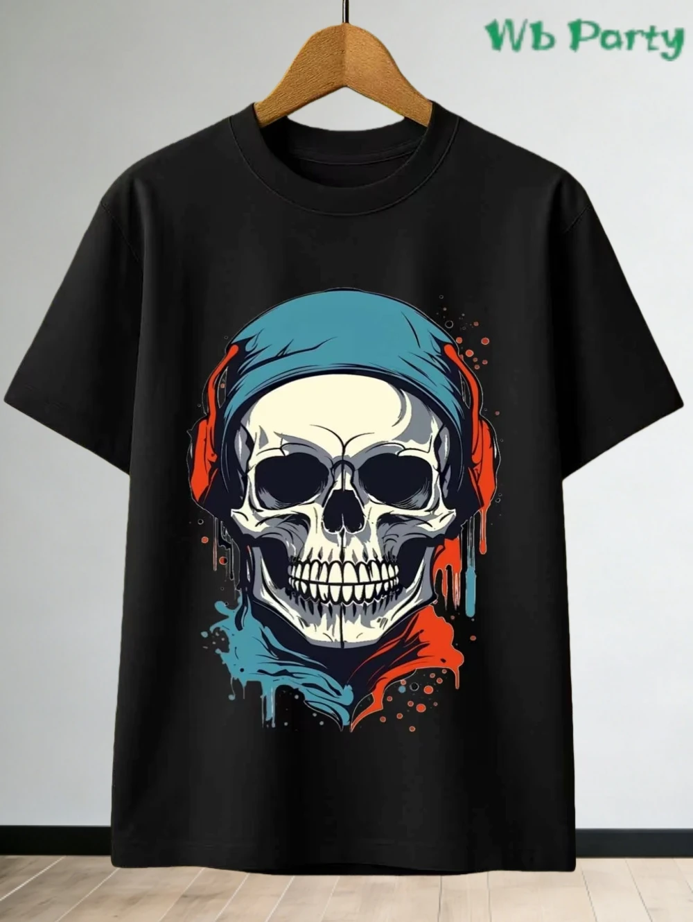 

Футболка с 3D-принтом в виде черепа и фигурой ужаса, мужская повседневная винтажная оверсайз футболка с коротким рукавом, уличная одежда в стиле хип-хоп, топ с 3D-принтом