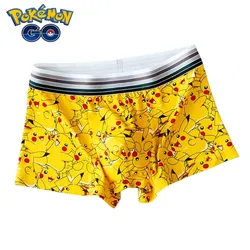 1Pc Pokemon Pikachu Underwear Men Panties Anime Cartoon Boys Teenager Boxer Briefs Kawaii Cosplay Male Cotton Underwear Gifts