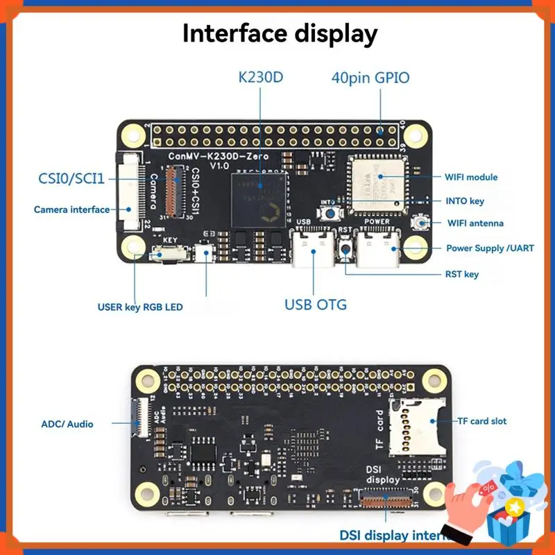 

Compact Canmv K230D ZERO Development Board Machine Vision Recognition Camera2093 AI RISC-V Motherboard Artificial Intelligence B