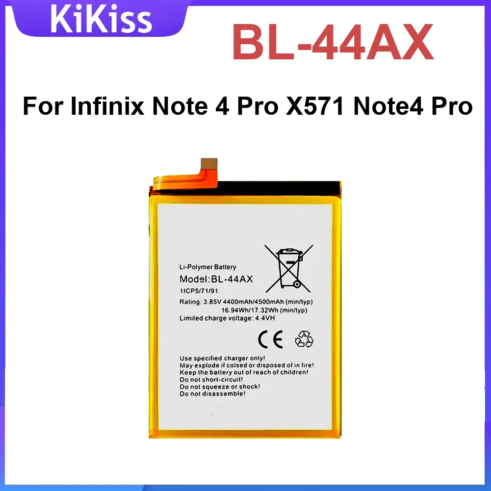 

Перезаряжаемая батарея для мобильного телефона Bl-44AX с быстрой зарядкой для Infinix Note 4 Pro X571 Note4 4500 мАч