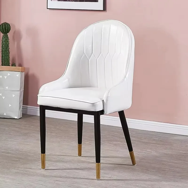 Luxury Cafe Chair Living Room Dining PU Leather Dining Chairs Furniture Metal Frame Chairs Coffee Table for Restaurant Hotel