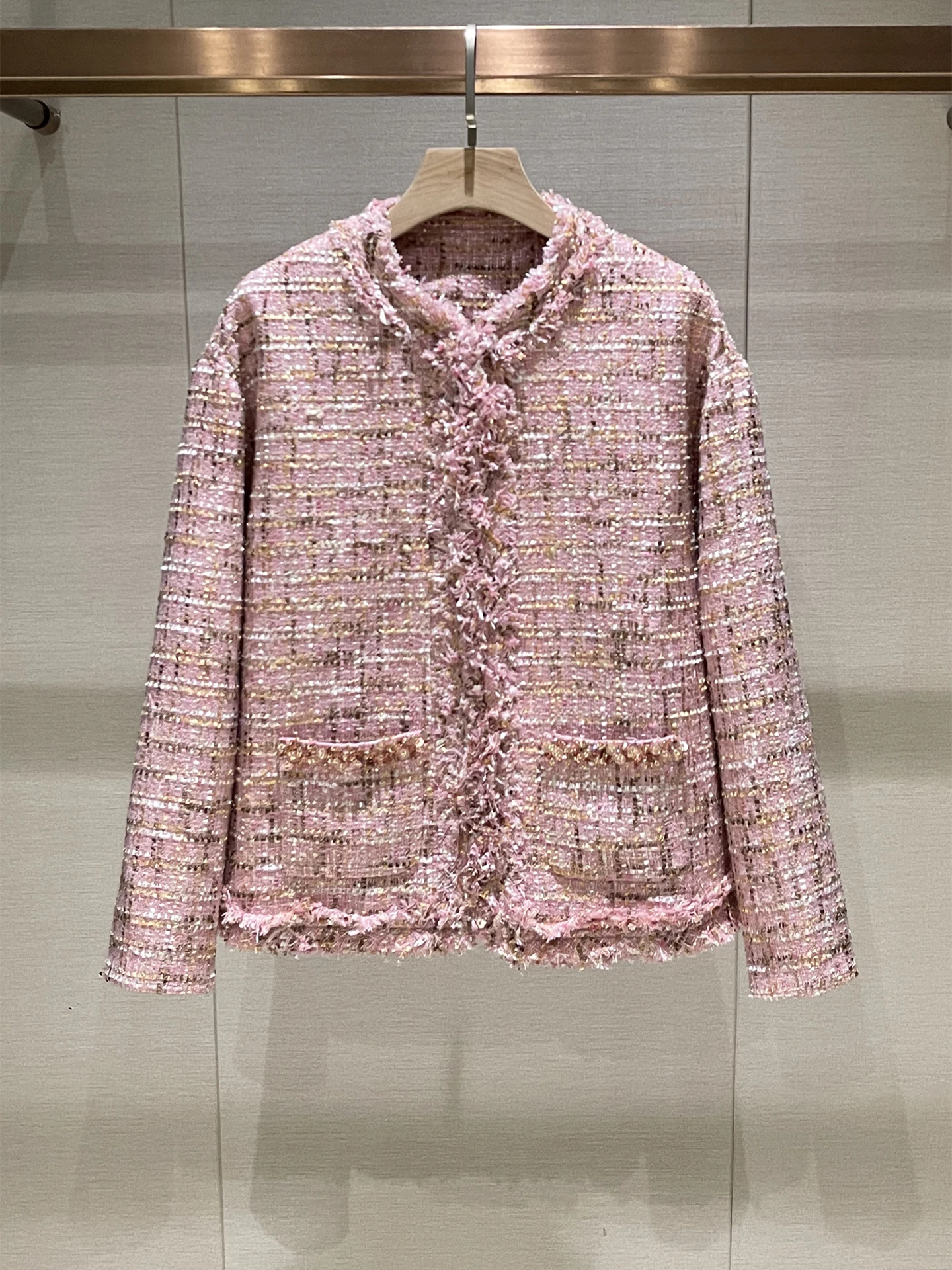 

Антивозрастное пальто Little Fraance Sle, круглое пальто Ne Long Sve Thi Tweed Pink, женский топ, модная зимняя верхняя одежда