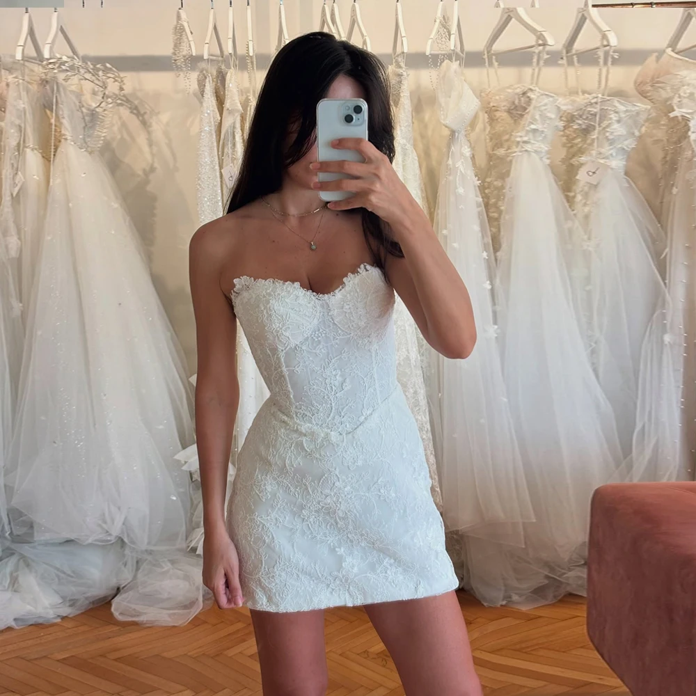 

Elegant Mini Lace Bridal Gowns Sweetheart A-Line Short Wedding Party Dress Women Backless Boho Bride Dresses 2025 Customized