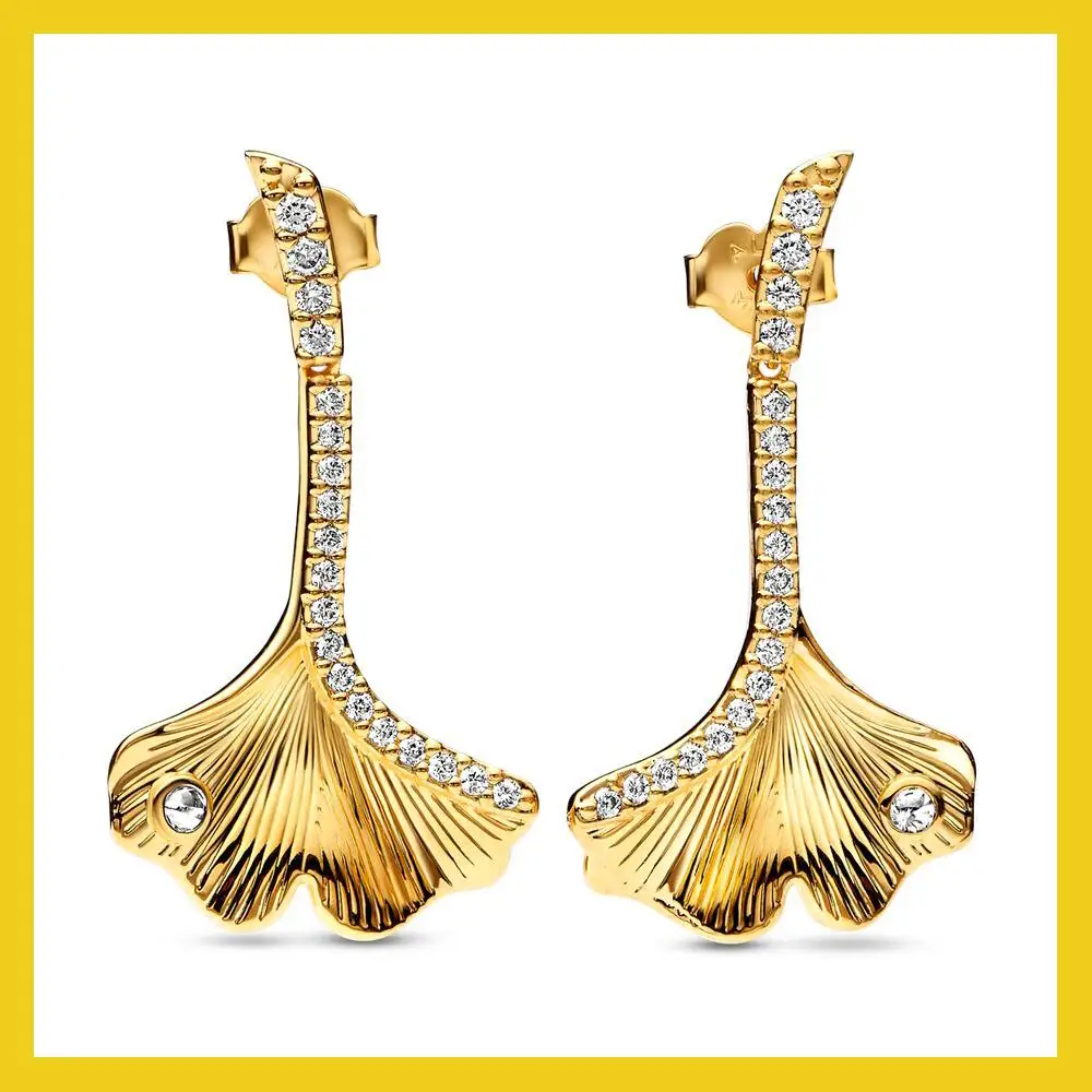 

925 Silver Hoop Stud Earrings Ginkgo Series Ginkgo Flying Earrings For Women Jewelry Elegant Gifts