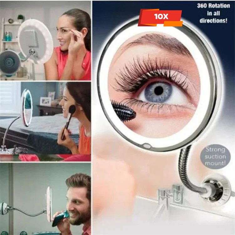 10X Magnifying Vanity Mirrors 360° Rotation Makeup Mirror Bathroom LED Lighted Flexible Gooseneck Bright Diffused Makeup Mirror - view 2