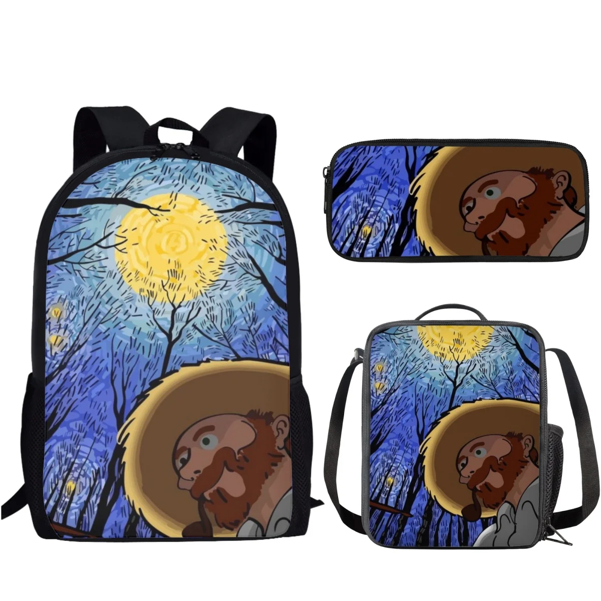 Art Van Gogh Printing Backpack Set of 3 for Teens Girls Boys Travel Women Men School Bags Casual Large Capacity Children Bookbag