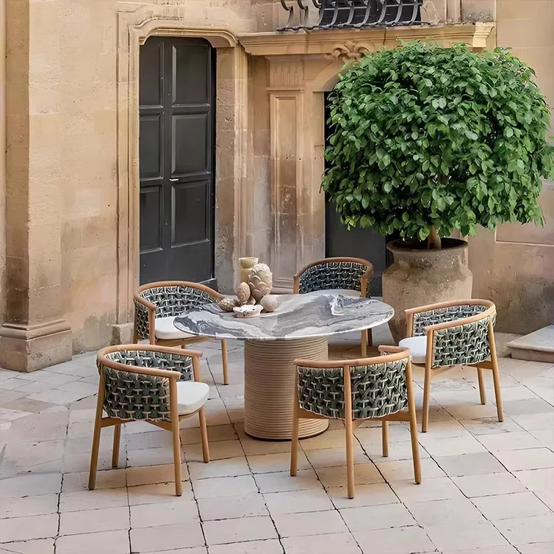 

Garden Sofa Hotel South Teak Waterproof Sunscreen Outdoor Villa Sun Room Courtyard Rattan Sofa