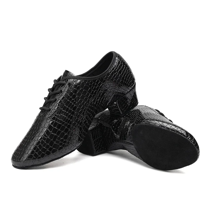 Мужская танцевальная обувь, черная кожаная обувь для латинских бальных танцев, танго для мальчиков и взрослых, обувь для учителей на шнуровке, современные кроссовки для джазовых танцев