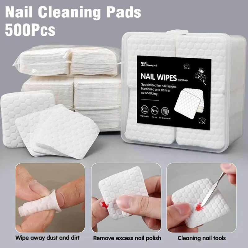 200/400/500 pçs almofadas de algodão de unhas sem fiapos gel limpo removedor de esmalte almofadas de manicure toalhetes sem fiapos mais limpos ferramentas de limpeza de unhas