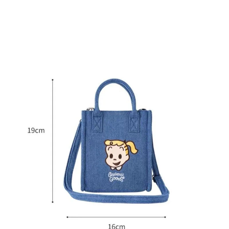 2024 New Kawaii Osamu Goods Denim Shoulder Bag Handbag Crossbody Bag Cute Cartoon Embroidery Casual Fashion Girl Birthday Gift