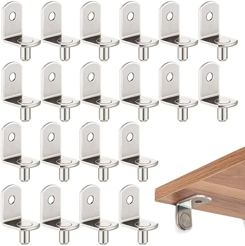 20Pcs Shelf Brackets Support Pins Studs Pegs 5mm Metal Pin Shelves Seperator Fixed Cabinet Bookcase Furniture Shelf Supports