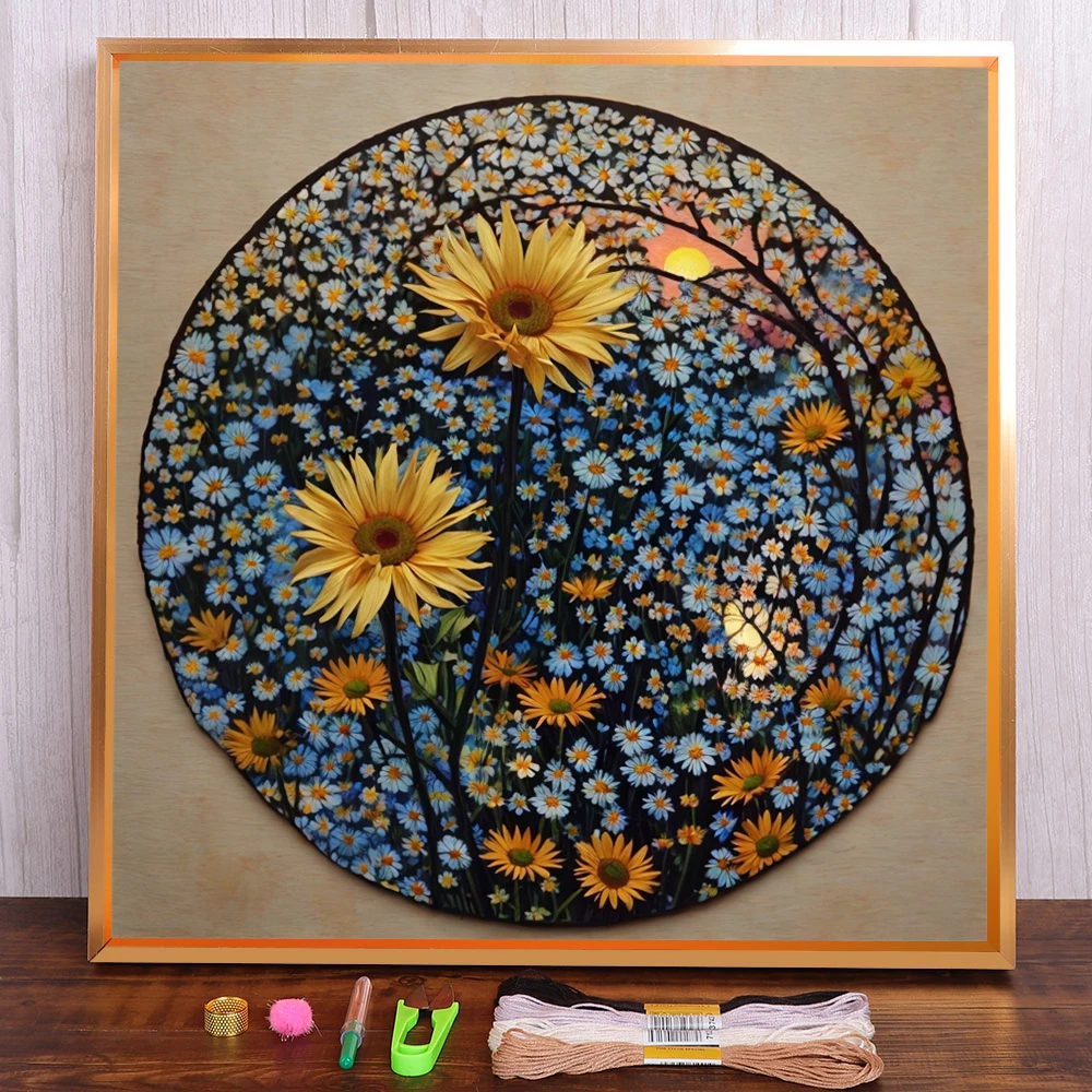 

Flower Chrysanthemum Pre-Printed Cross Stitch Set DIY Embroidery Handiwork Handmade Painting Hobby Gift Different For Adults