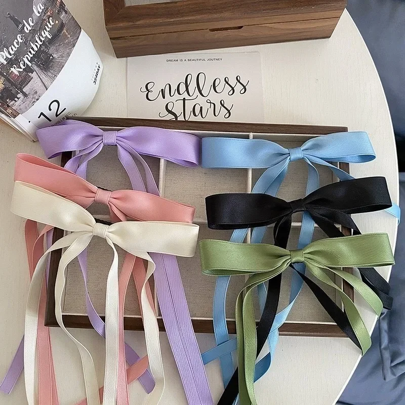 Neue farbige Satinband-Haarspangen, unverzichtbar für geflochtene Haarschleifen für Mädchen, modische lange Quasten-Haarspangen für Damen, Accessoires – Detail 3