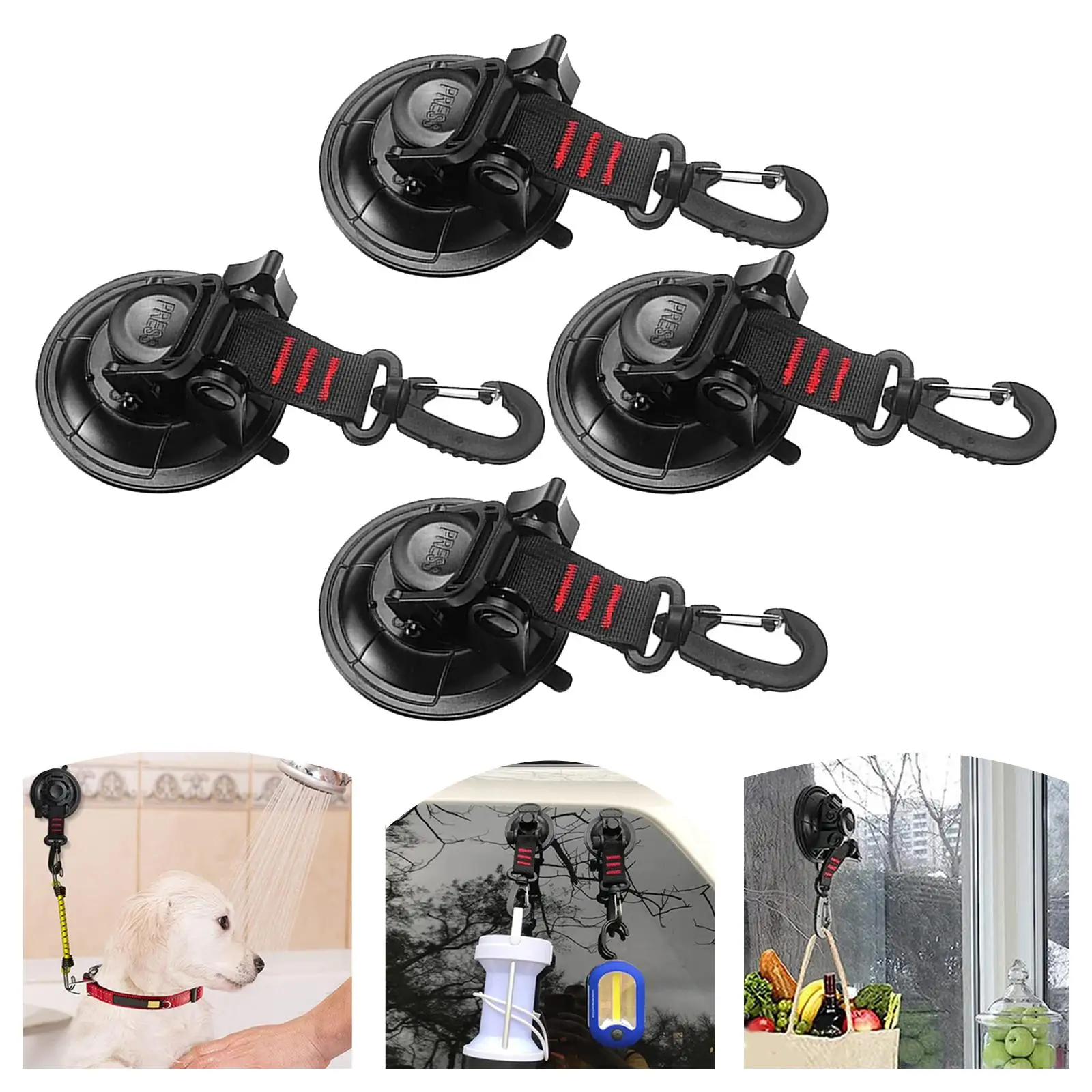 Heavy Duty Rotating Suction Cup Hook for Camping Tarp Car Awning Tent Tie Down Outdoor Waterproof Anchor
