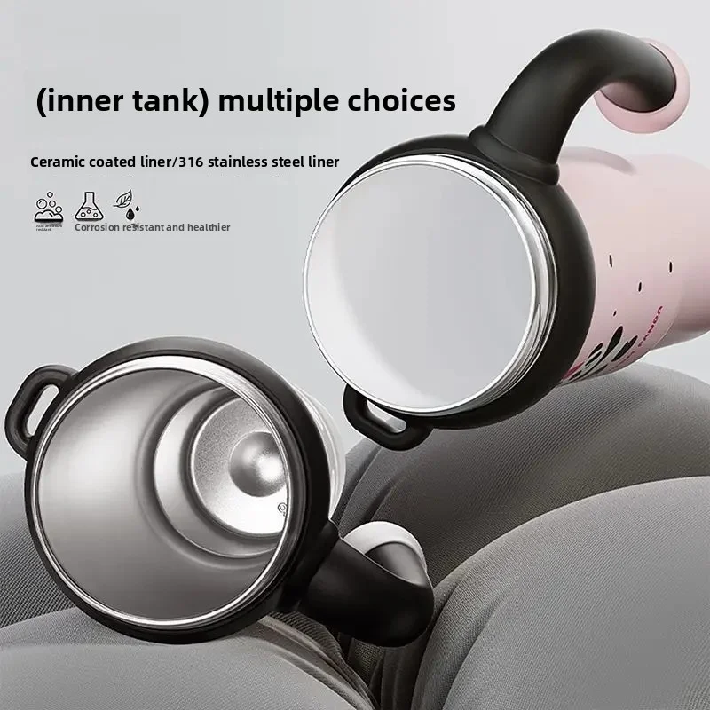 860ML Panda Double Drink Thermos Cup with Straw & Keychain,Cute Stainless Steel Thermos Cup Insulated Water Bottle for Kids view 4