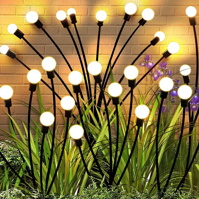 6LED/8LED/10LED Solar Firefly Lawn Lamp Decor Villa Country Cabana Tent Yard Camping Party Landscape Light Garden Lights Outdoor