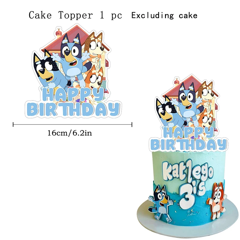 Nieuwe Bluey Anime Actiefiguren Periferie Feestdecoratie Ballon Banner Taart Topper Rave Verjaardagsfeestje Decoraties Babyshower