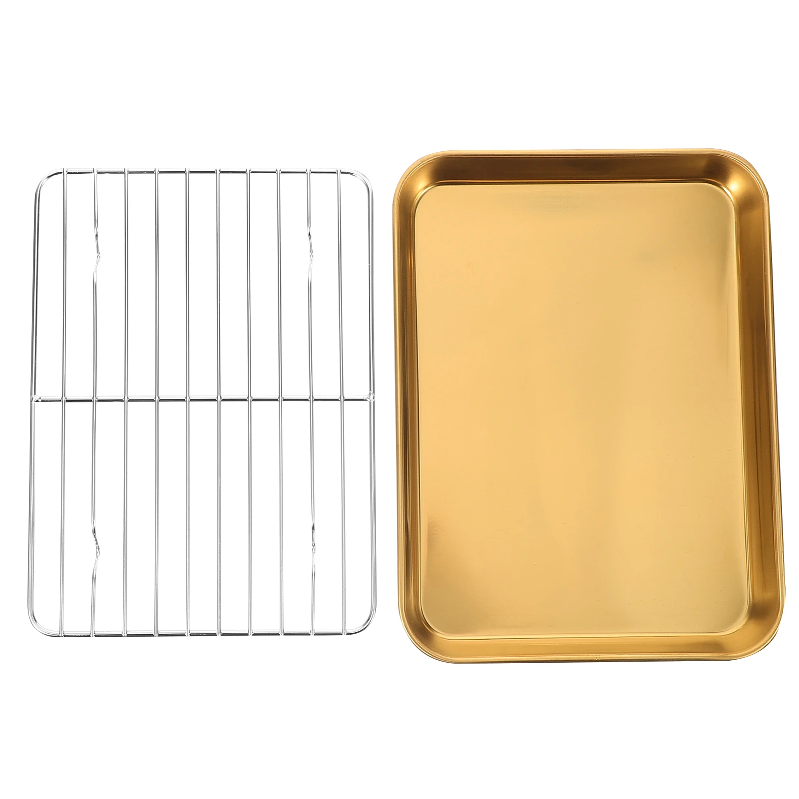 

1Set Stainless Steel Household Food Plate Lightweight Multiuse Tray for Fruits Snacks Desserts and Barbecue Oil Draining Tray