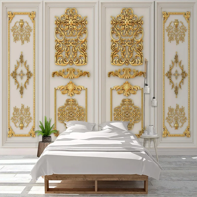 

Custom Photo Wallpaper 3D Golden Relief Carving Murals Living Room Bedroom Luxury Home Decor Wall Paper For Wall Papel De Parede