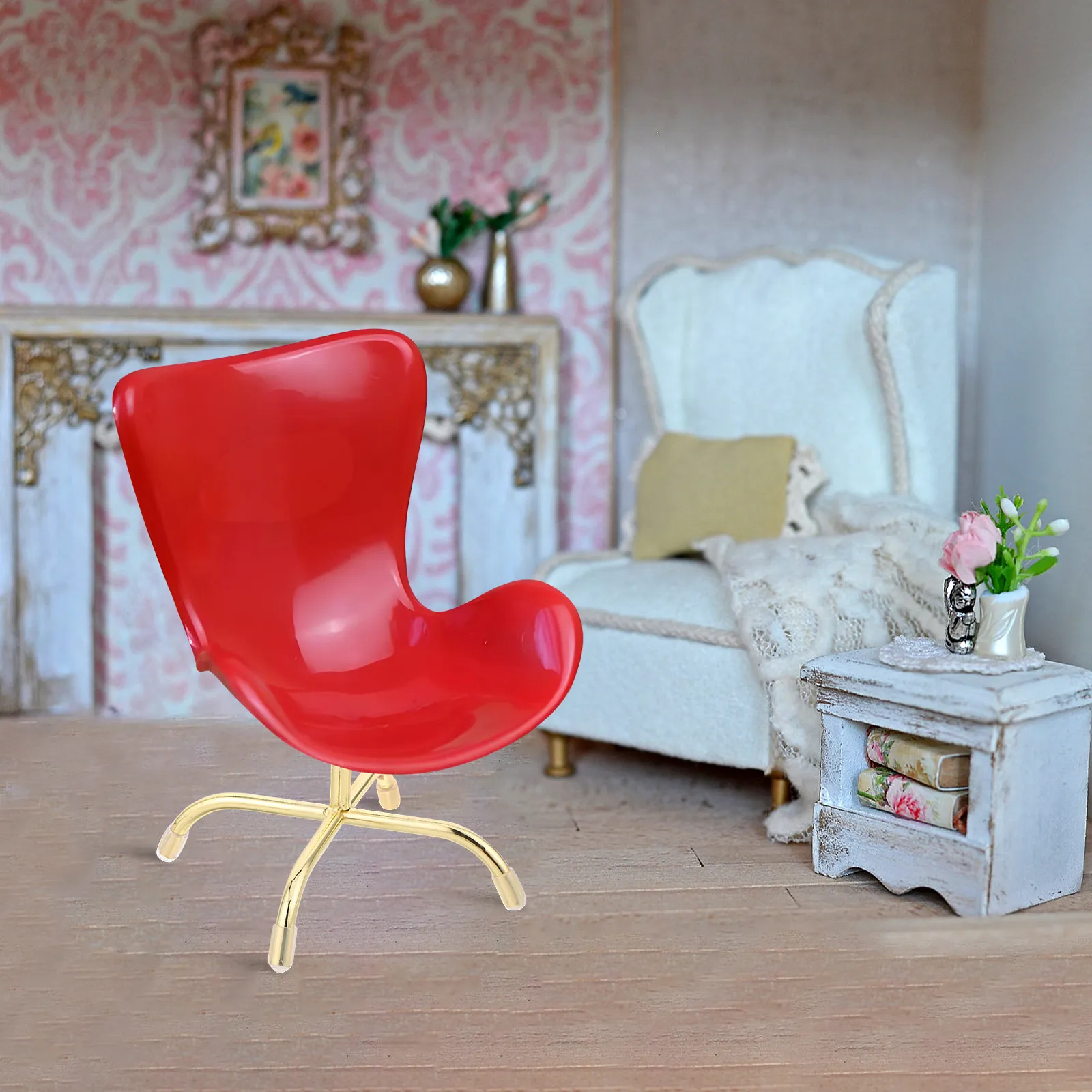 

Miniature 1:6 Scale Dollhouse Chair Base Metal Swivel Replacement Legs Tiny Office Furniture Accessories Golden