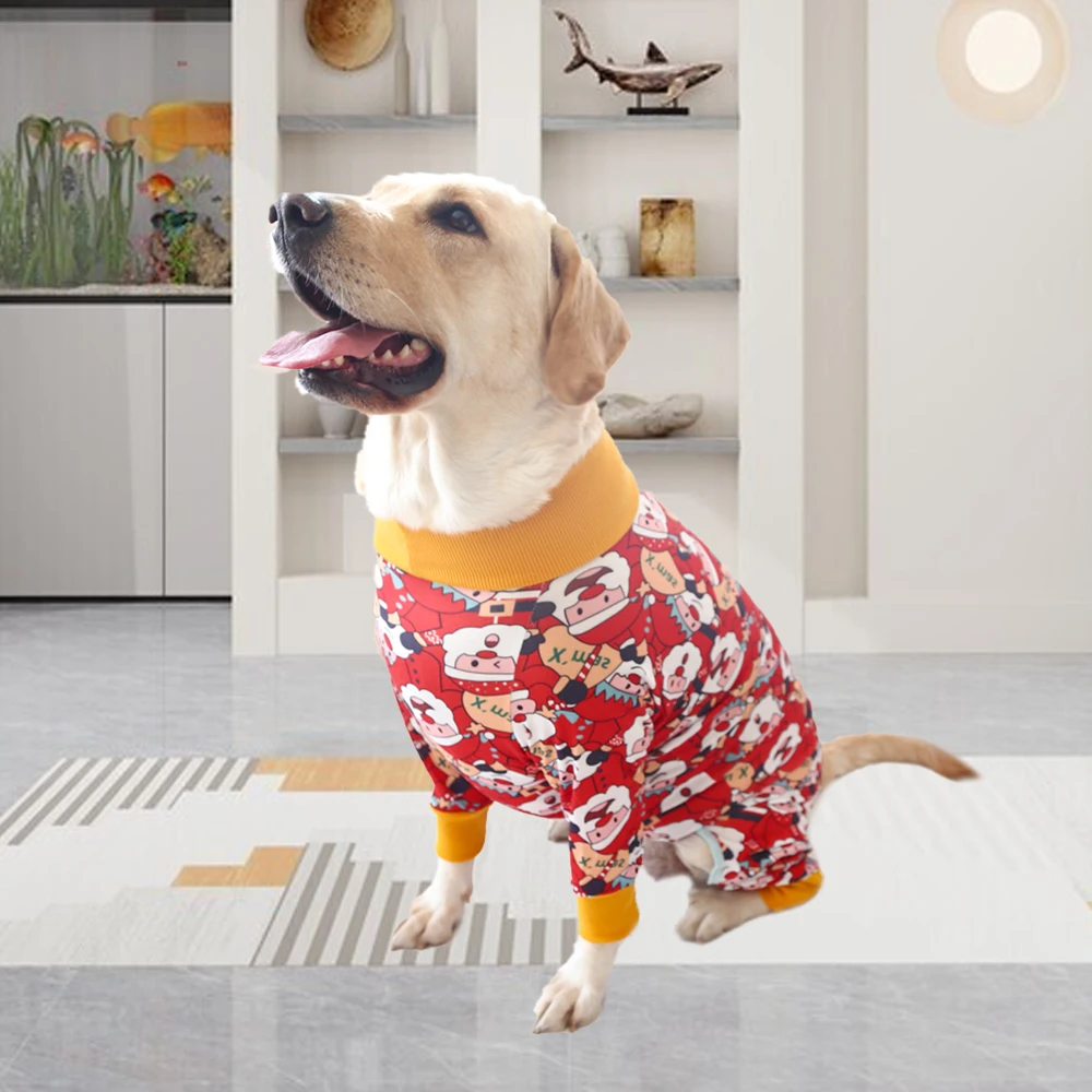 2024 New Dog Pajama for Large Dogs for Large Medium Santa Claus Soft Material Stretchable Dog Pajamas Onesie Dog Apparel