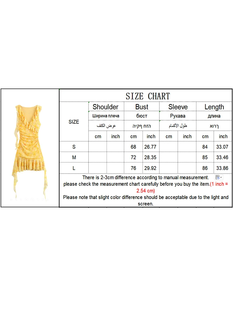 TRAF 2024 Summer Women Printed Pleated Dress Elegant Ruffles Sleeveless Mini Dress Fashion Female Slim Folds Beach Party Dress